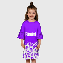 Платье клеш для девочки Fortnite skull pattern, цвет: 3D-принт — фото 2