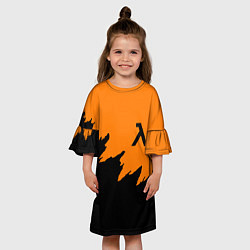 Платье клеш для девочки Half life чёрно оранжевый, цвет: 3D-принт — фото 2