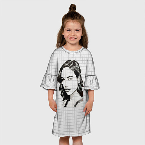 Детское платье Рисунок Галь Гадот в тетради в клетку / 3D-принт – фото 3