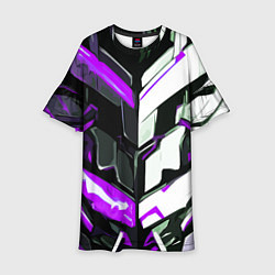 Детское платье Хаотичная фиолетово-белая абстракция на чёрном фон