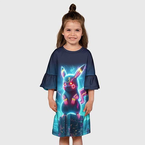 Детское платье Пикадзила на крыше небоскрёба - неоновое свечение: / 3D-принт – фото 3