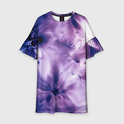 Платье клеш для девочки Синие и фиолетовые космические абстрактные узоры т, цвет: 3D-принт
