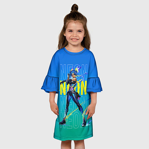 Детское платье Neon Valorant / 3D-принт – фото 3
