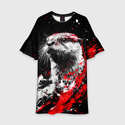 Платье клеш для девочки Портрет выдры, цвет: 3D-принт