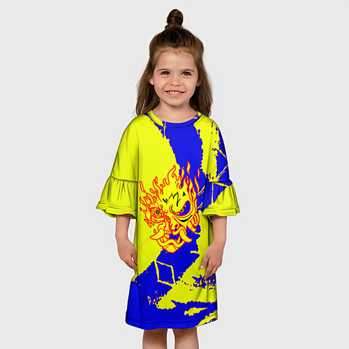 Детское платье Samurai logo yellow fire / 3D-принт – фото 3