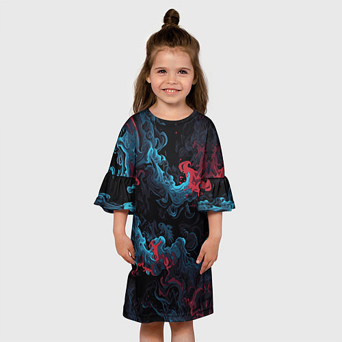 Детское платье Цветные клубы дыма / 3D-принт – фото 3