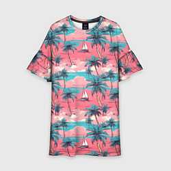 Детское платье Летний закат на море паттерн-текстура