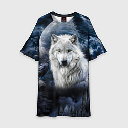 Детское платье Белый волк и ворон - темная ночь