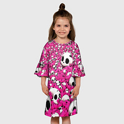 Платье клеш для девочки Черепа в бордовой траве, цвет: 3D-принт — фото 2