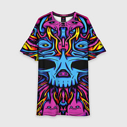 Платье клеш для девочки Skull tatoo steel, цвет: 3D-принт