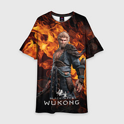 Платье клеш для девочки Король обезьян Black Myth Wukong fire, цвет: 3D-принт