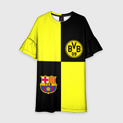 Платье клеш для девочки Barcelona x Borussia, цвет: 3D-принт
