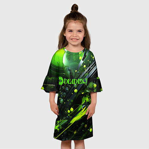Детское платье Deadlock logo зеленая абстракция / 3D-принт – фото 3