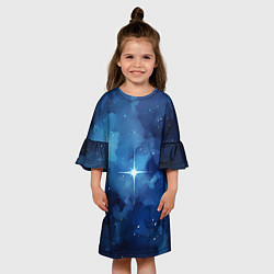 Платье клеш для девочки Звезда в ночном небе, цвет: 3D-принт — фото 2