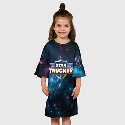 Платье клеш для девочки Star Trucker logo space, цвет: 3D-принт — фото 2