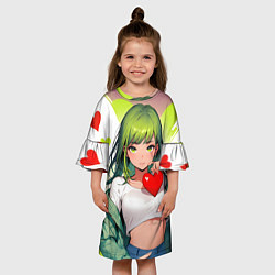 Платье клеш для девочки Аниме сердечки, цвет: 3D-принт — фото 2