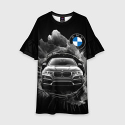 Платье клеш для девочки BMW абстрактный дым, цвет: 3D-принт