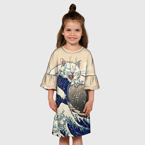 Детское платье Большой котик в Канагаве / 3D-принт – фото 3