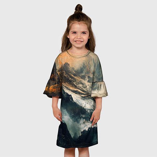 Детское платье Иллюстрация хаоса в грубом стиле / 3D-принт – фото 3