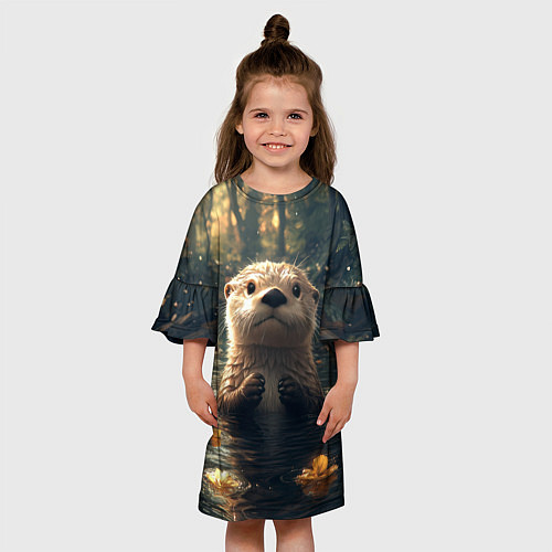 Детское платье Выдра в летнем пруду / 3D-принт – фото 3