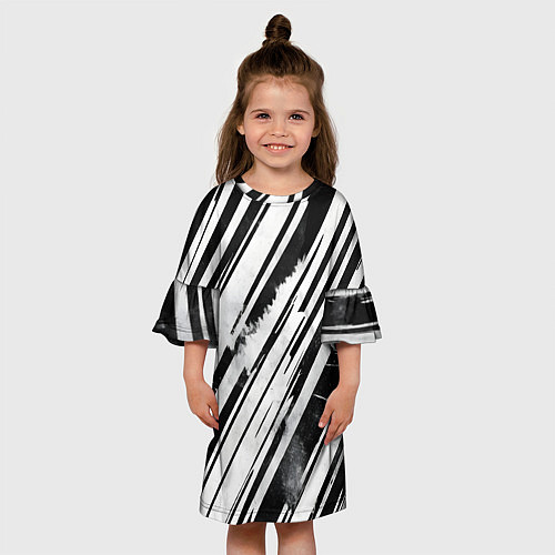 Детское платье Платиновые и черные полосы / 3D-принт – фото 3