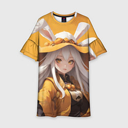 Платье клеш для девочки Аниме на желтом фоне, цвет: 3D-принт