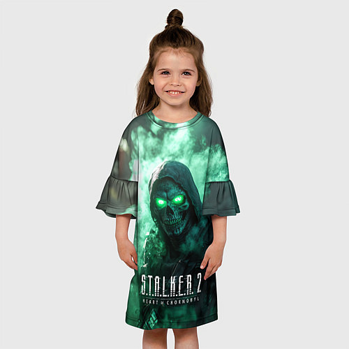 Детское платье Stalker 2 череп с зелеными глазами / 3D-принт – фото 3