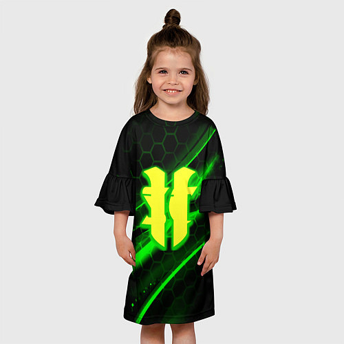Детское платье Starcraft 2 кислотные соты линии / 3D-принт – фото 3
