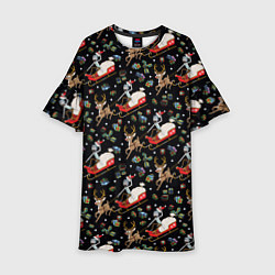 Платье клеш для девочки Рик и Морти сани с оленем - Christmas, цвет: 3D-принт