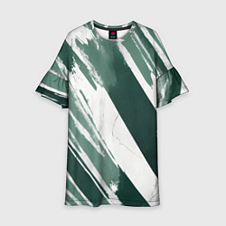 Детское платье Косая зеленая полоска