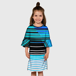 Платье клеш для девочки Разноцветные вертикальные линии, цвет: 3D-принт — фото 2
