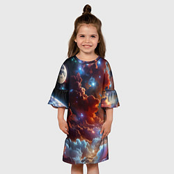Платье клеш для девочки Космические звезды, цвет: 3D-принт — фото 2