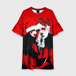 Платье клеш для девочки Новые снегурочки - высокая мода, цвет: 3D-принт