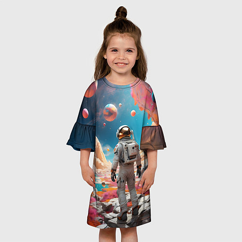 Детское платье Космонавт на розовой планете / 3D-принт – фото 3