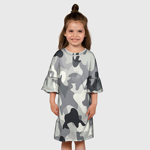 Детское платье Бело-серый камуфляж / 3D-принт – фото 3