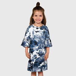 Платье клеш для девочки Камуфляж серо синий, цвет: 3D-принт — фото 2