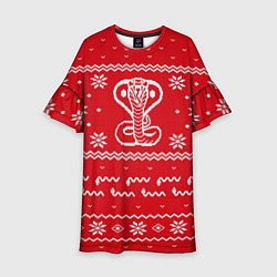 Платье клеш для девочки Новогодний свитер со змеями, цвет: 3D-принт