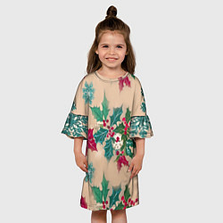 Платье клеш для девочки Новогодний узор, цвет: 3D-принт — фото 2