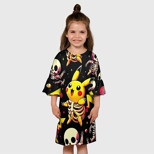 Детское платье Скелет Пикачу - паттерн / 3D-принт – фото 3