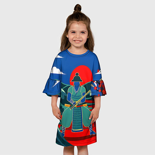 Детское платье Яркий ретро самурай / 3D-принт – фото 3