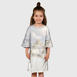 Платье клеш для девочки Снежный древний город, цвет: 3D-принт — фото 2