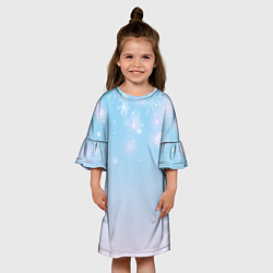 Платье клеш для девочки Зимний градиент со снежинками, цвет: 3D-принт — фото 2