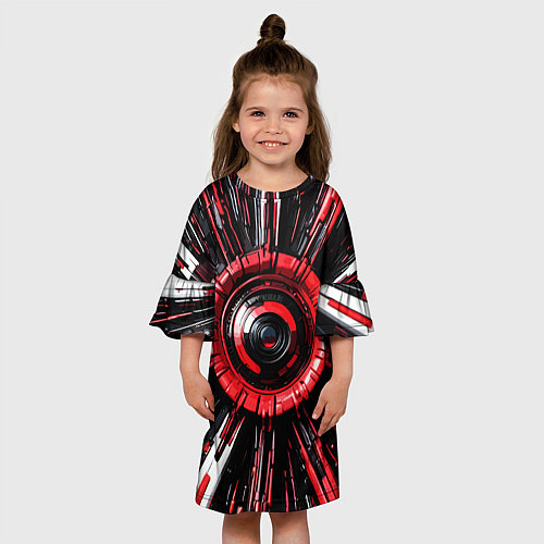 Детское платье Чёрно-красная сфера киберпанк / 3D-принт – фото 3