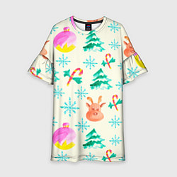 Детское платье Зимний новогодний узор