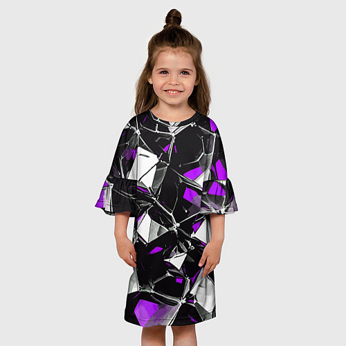 Детское платье Фиолетово-белый паттерн на чёрном фоне / 3D-принт – фото 3