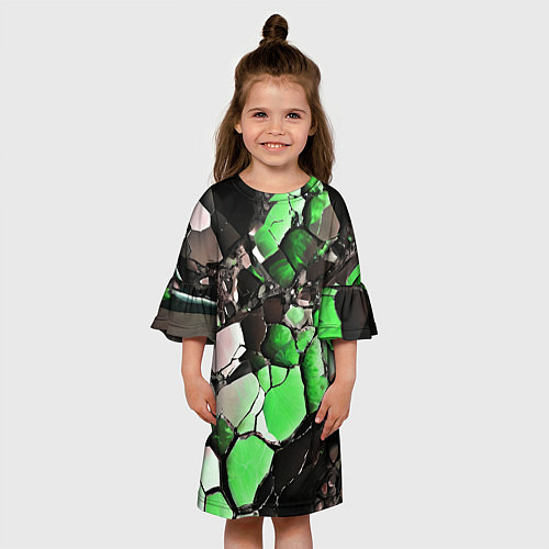 Детское платье Чёрно-зелёный камень / 3D-принт – фото 3