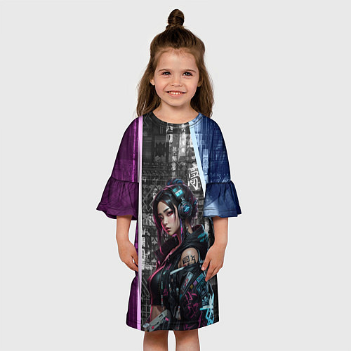 Детское платье Азиатская девушка в наушниках / 3D-принт – фото 3
