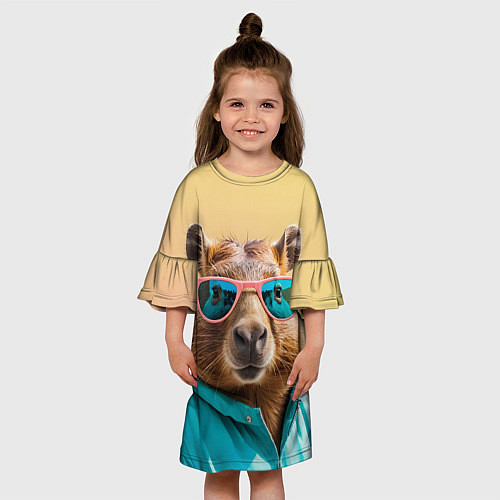Детское платье Модная капибара в отпуске / 3D-принт – фото 3