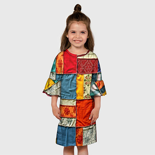 Детское платье Пэчворк из ярких тканей / 3D-принт – фото 3