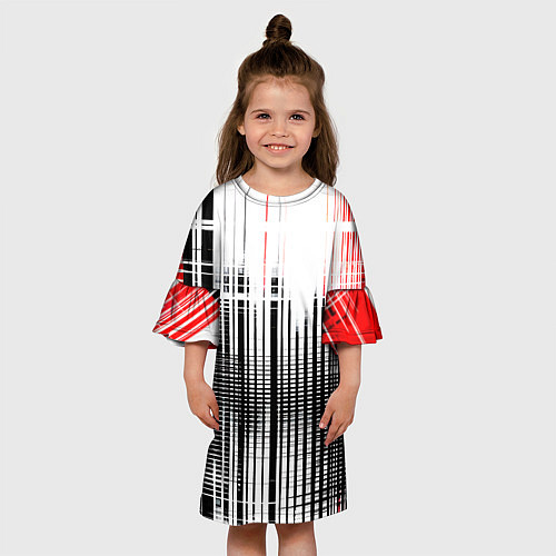Детское платье Красно-чёрный гранж на белом фоне / 3D-принт – фото 3